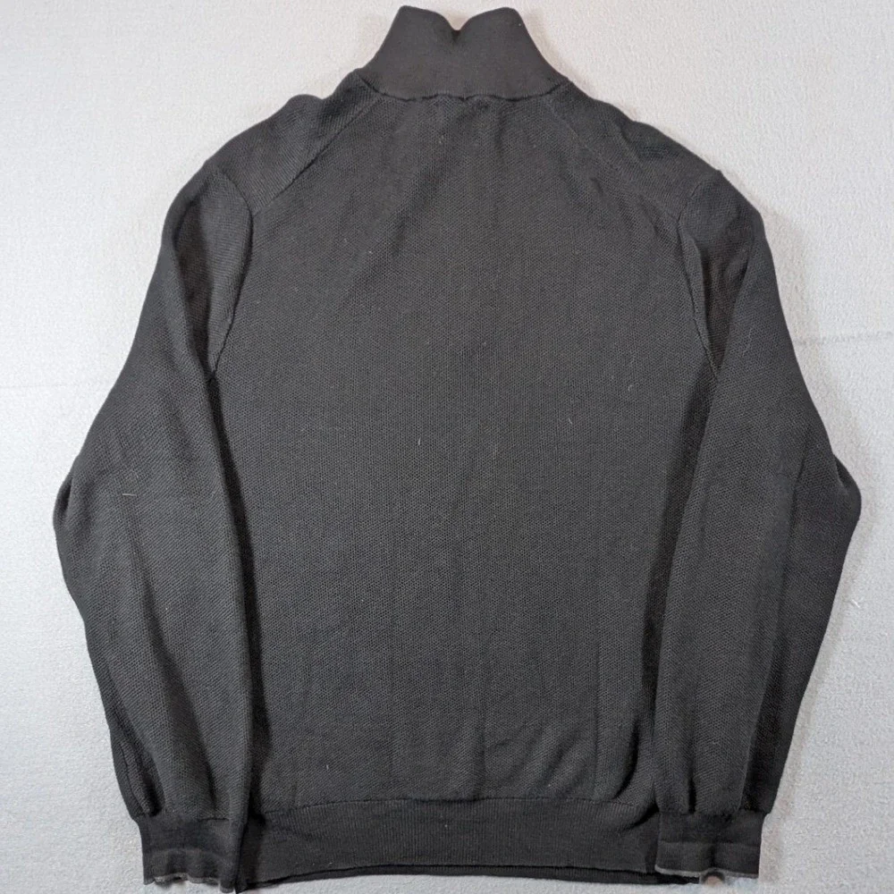 Polo Ralph Lauren Quarter Zip Sweater Mens Large‎ Black Pima Cotton Pullover